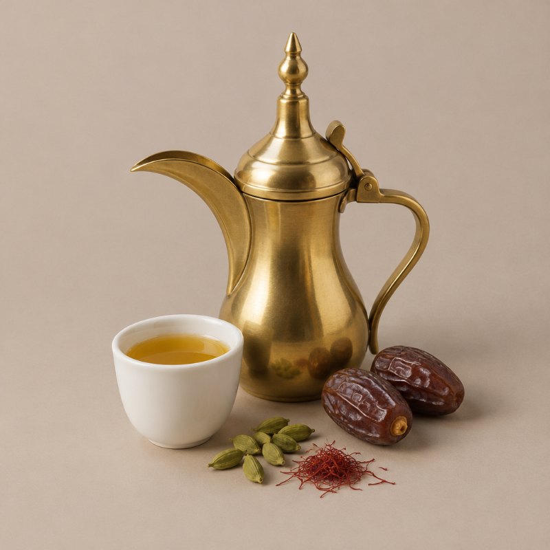 Omani coffee with a brass dallah